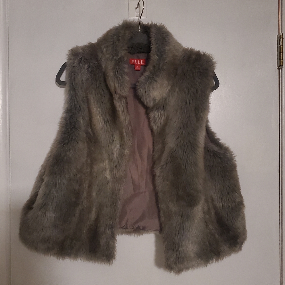 Grey faux fur vest